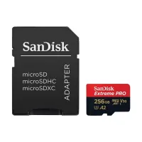 

                                    Sandisk Extreme Pro 256GB MicroSDXC UHS-I U3 Class 10 V30 A2 Memory Card with Adapter